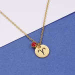 18K Gold Plated Personalized 12 Constellation Astrology Birthstone Necklace