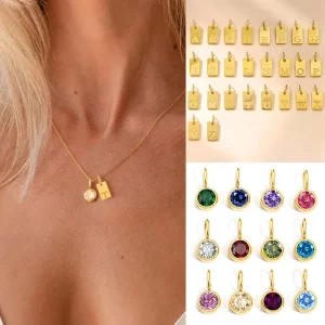 Custom Engrave Name Necklace with Birthstone