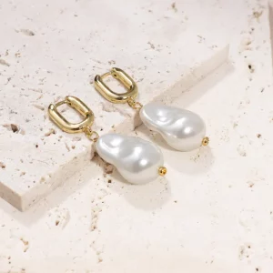 Bespoke PVD 18K Gold Plated Baroque Pearls Drop Earrings