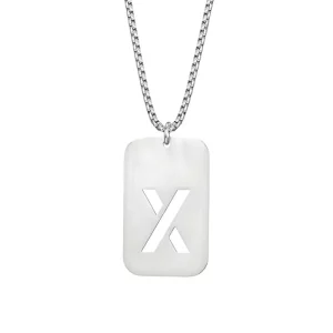 Factory Customize 316L Stainless Steel Hollowed Initial Letters Dog Tag Pendant Necklace