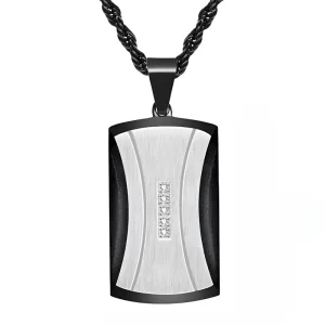 Wholesale IP Black Plated 316L Stainless Steel Brushed Dog Tag Charms Necklace