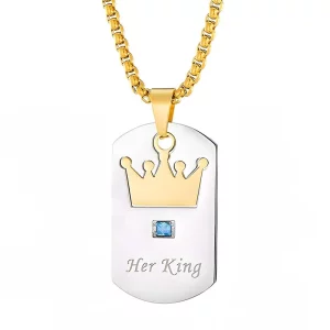 Haosen PVD Gold Plated 316L Stainless Steel Classic Dog Tag Men and Women Necklace