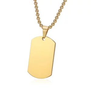Haosen Wholesale 316L Stainless Steel PVD 18K Gold Color Dog Tag Necklace for Men
