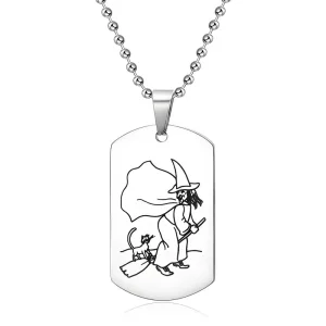 Haosen Wholesale 316L Stainless Steel Magician Pattern Military Dog Tag Pendant Necklace