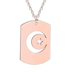 Factory Customize Rose Gold Plated Moon & Star Shape Dog Tag Charms Necklace For Men