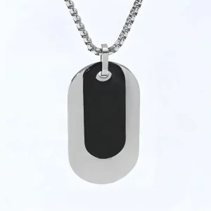 Haosen Classic 316L Stainless Steel Two Oval Dog Tag Pendant Necklaces