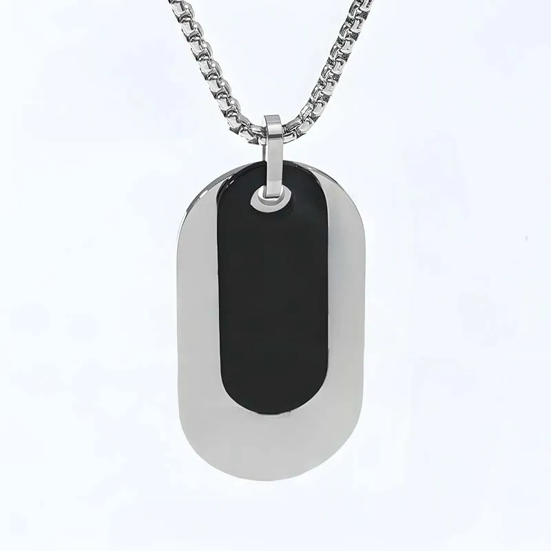 Haosen Classic 316L Stainless Steel Two Oval Dog Tag Pendant Necklaces