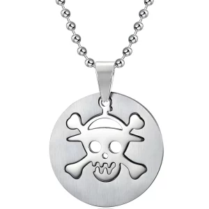 Haosen Wholesale Round 316L Stainless Steel Cartoon Skeleton Dog Tag Pendant Necklace
