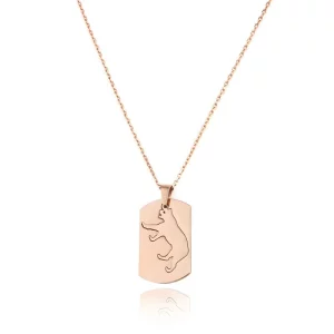 Haosen Classic Rose Gold Plated 316L Stainless Steel Cartoon Puppy Shape Dog Tag Pendant Necklace