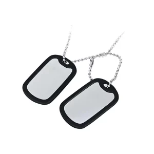 Haosen 316L Stainless Steel Black Border Mirror Design Dog Tag Pendant Necklace