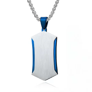 Haosen Wholesale 316L Stainless Steel IP Blue Color Hexagon Dog Tag Necklace