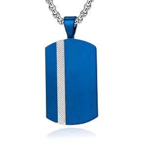 Haosen Factory 316L Stainless Steel IP Blue Color Classic Dog Tag Necklace for Men