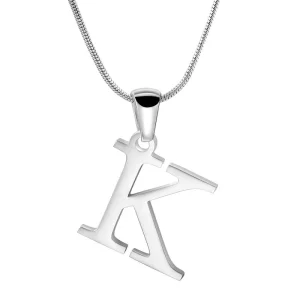 Custom Initial Necklace Silver Letter K Necklace