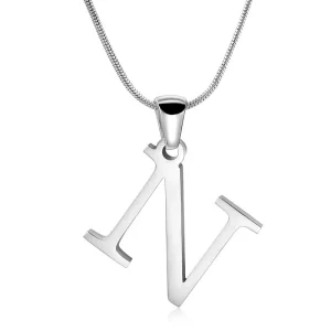 Custom Initial Necklace Silver Letter N Necklace