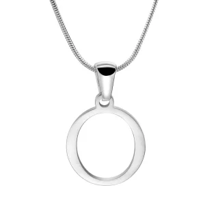 Custom Initial Necklace Silver Letter O Pendent
