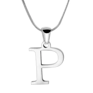 Custom Initial Necklace Silver Letter P Pendent