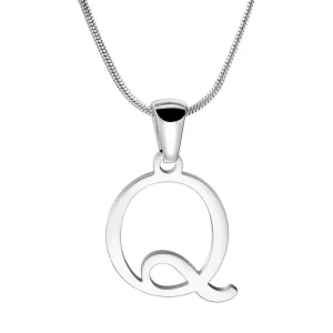 Custom Stainless steel Initial Necklace Silver Letter Q Pendent