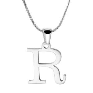 Custom Stainless steel Initial Necklace Silver Letter R Pendent