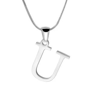 Custom Stainless steel Initial Necklace Silver Letter U Pendent