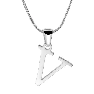 Custom Stainless steel Initial Necklace Silver Letter V Pendent