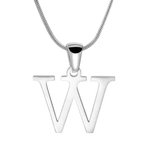 Custom Stainless steel Initial Necklace Silver Letter W Pendent