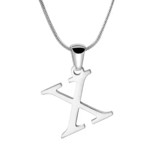 Custom Stainless steel Initial Necklace Silver Letter X Pendent