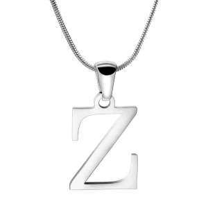 Custom Stainless steel Initial Necklace Silver Letter Z Pendent