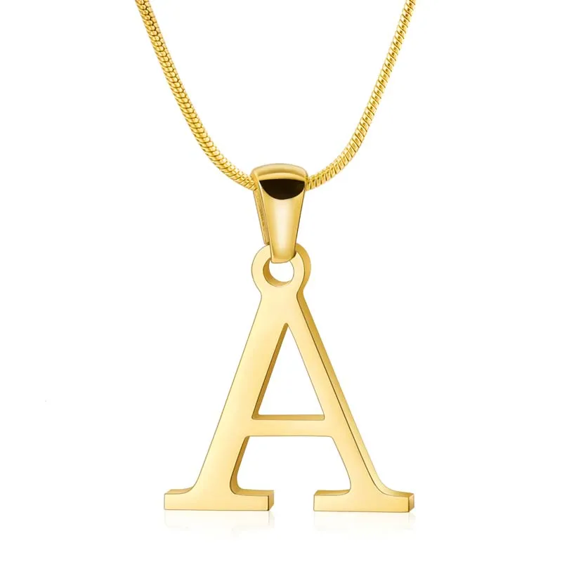 Custom Letter Name Necklace 18K Gold Plated Letter A Pendent