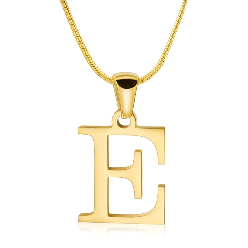Custom Letter Name Necklace 18K Gold Plated Letter E Pendent