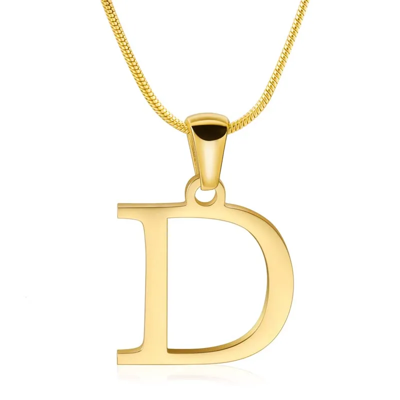 Custom Letter Name Necklace 18K Gold Plated Letter D Pendent