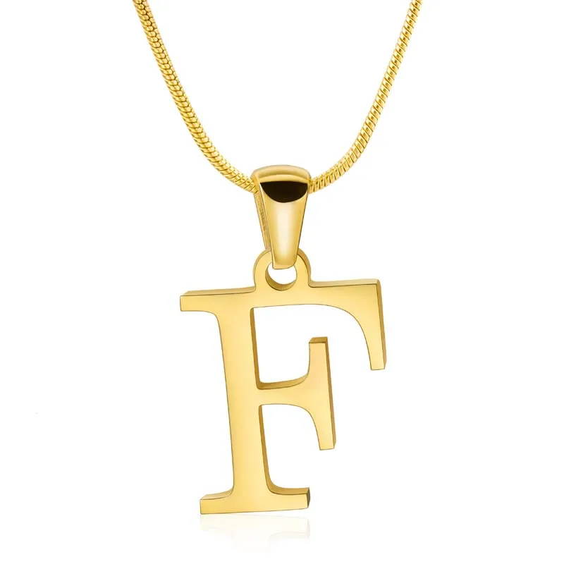 Custom Letter Name Necklace 18K Gold Plated Letter F Pendent