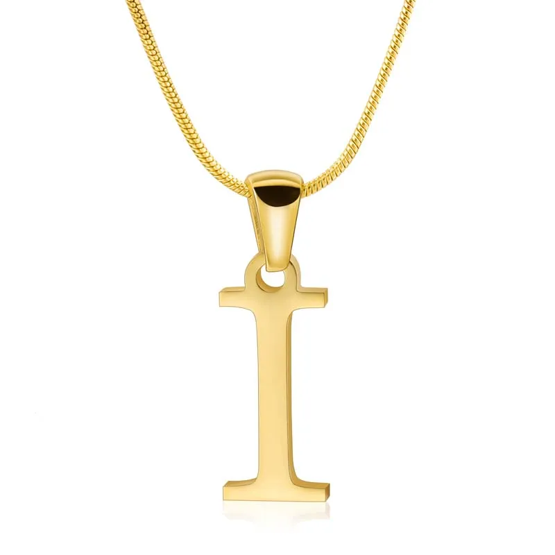 Custom Letter Name Necklace 18K Gold Plated Letter I Pendent