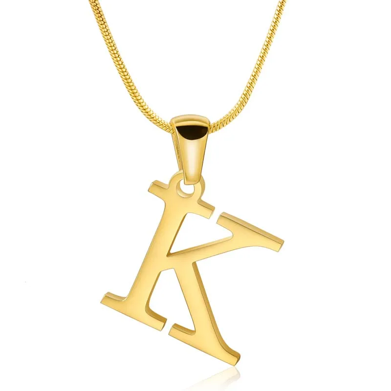 Custom Letter Name Necklace 18K Gold Plated Letter K Pendent
