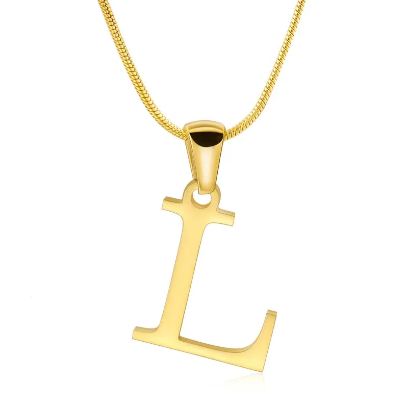Custom Letter Name Necklace 18K Gold Plated Letter L Pendent
