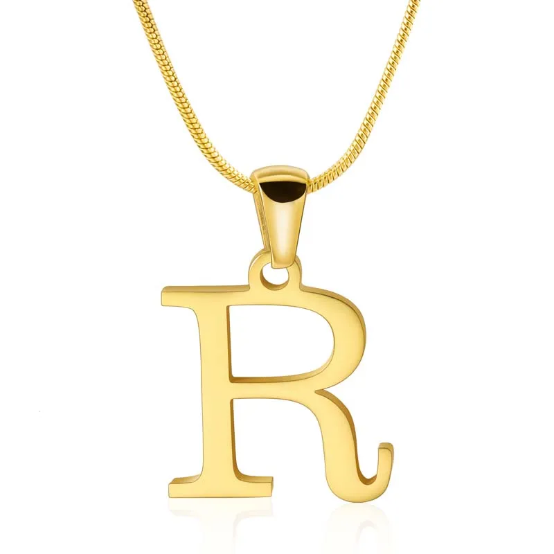 Custom Letter Name Necklace 18K Gold Plated Letter R Pendent