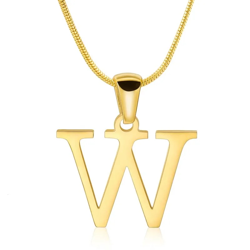 Custom Letter Name Necklace 18K Gold Plated Letter W Pendent