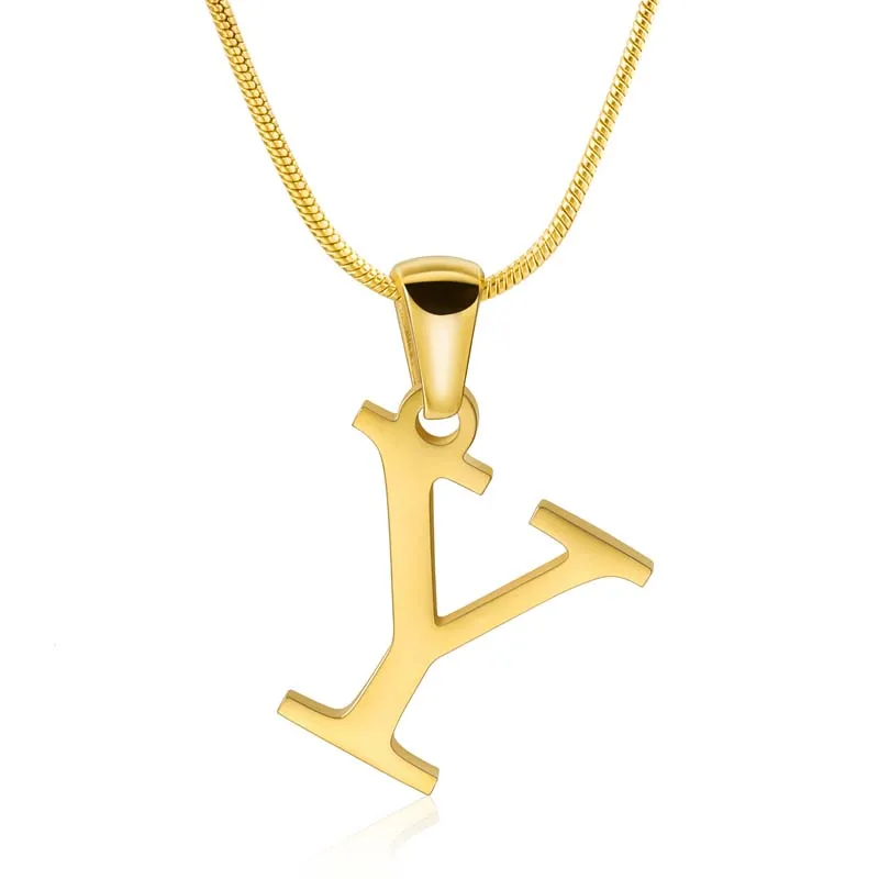 Custom Letter Name Necklace 18K Gold Plated Letter Y Pendent