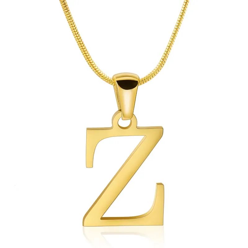 Custom Letter Name Necklace 18K Gold Plated Letter Z Pendent