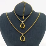 18K Gold Plated Letter  Necklace Bracelet Set