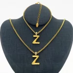 18K Gold Plated Letter  Necklace Bracelet Set