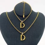 18K Gold Plated Letter  Necklace Bracelet Set