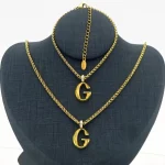 18K Gold Plated Letter  Necklace Bracelet Set