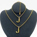 18K Gold Plated Letter  Necklace Bracelet Set