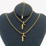 18K Gold Plated Letter  Necklace Bracelet Set