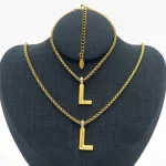 18K Gold Plated Letter  Necklace Bracelet Set