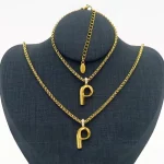 18K Gold Plated Letter  Necklace Bracelet Set