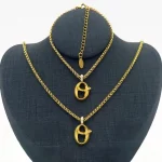18K Gold Plated Letter  Necklace Bracelet Set