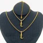 316L Stainless Steel 18K Gold Plated Double-Layered T Initial Necklace Direct Factory