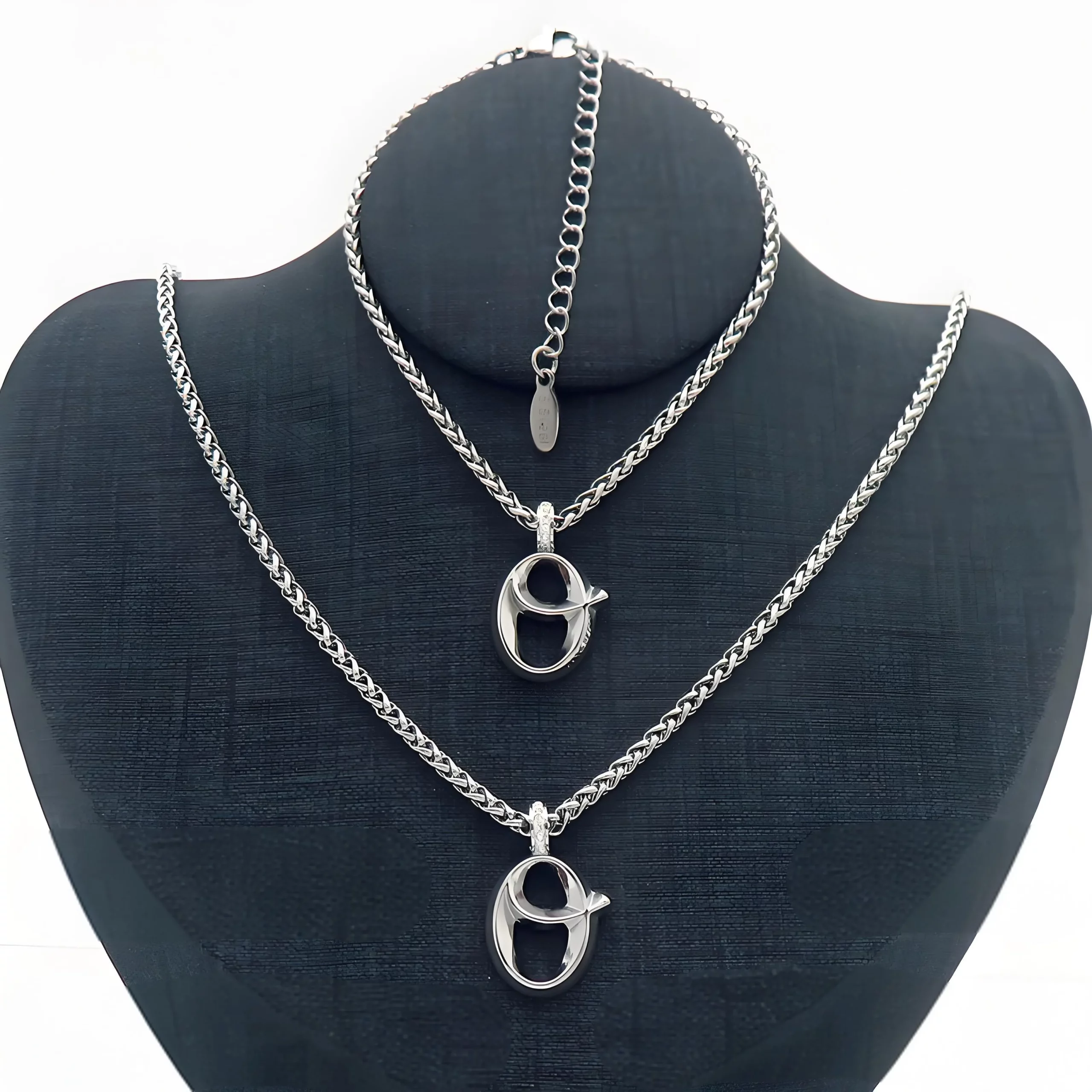 Stainless Steel Bubble Letter O Name Necklace and Bracelet Set