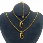 18K Gold Plated Letter  Necklace Bracelet Set